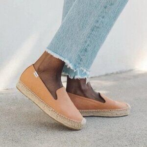 Soludos The Seville Smoking Slipper Platform Tan Congac Leather Size 8